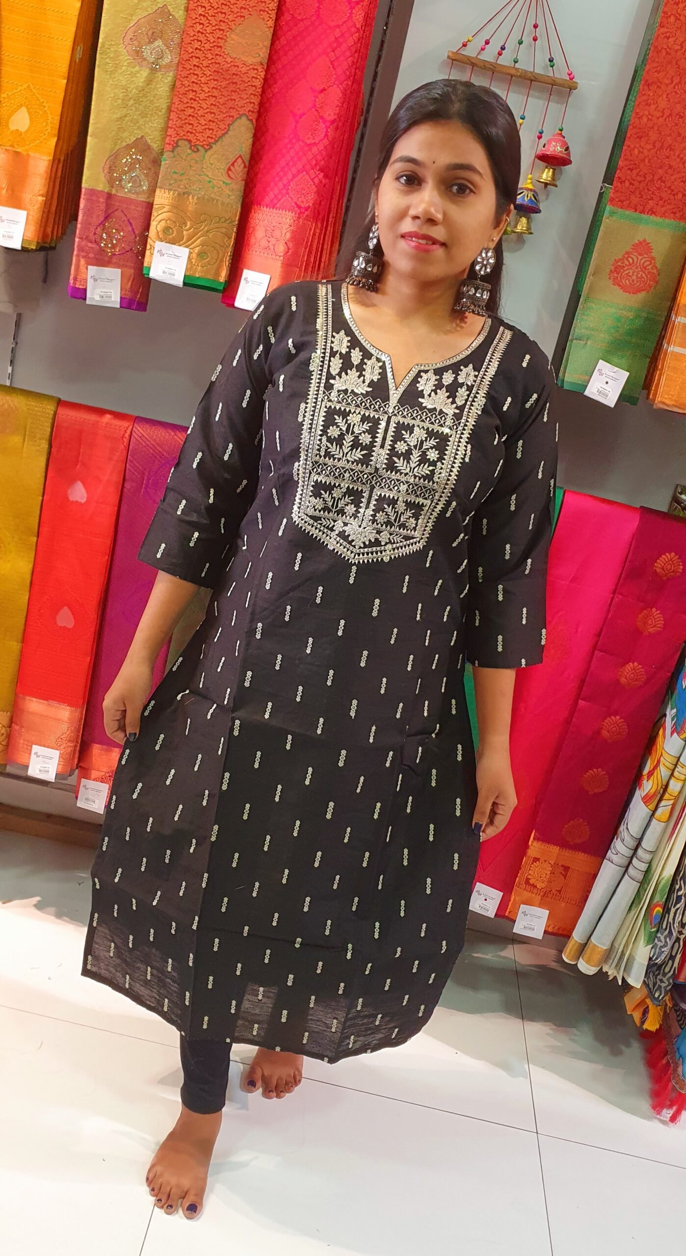 Black Embroidery Side Open Kurthi Black Embroidery Side Open Kurthi