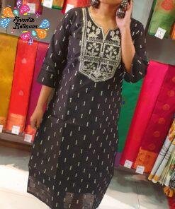 Black Embroidery Side Open Kurthi Black Embroidery Side Open Kurthi