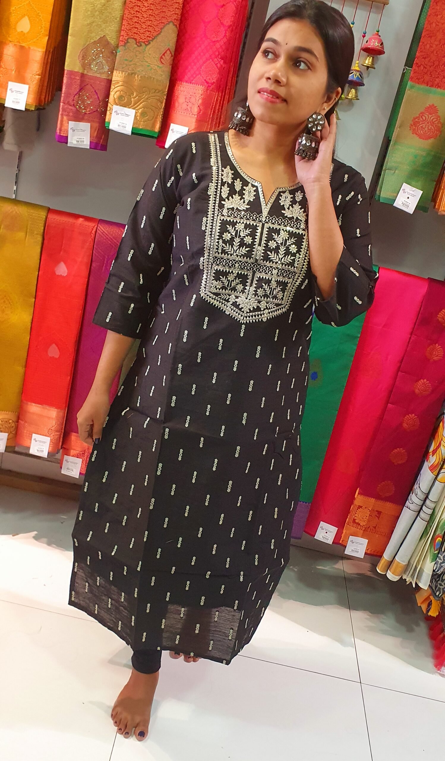 Black Embroidery Side Open Kurthi Black Embroidery Side Open Kurthi - Image 6