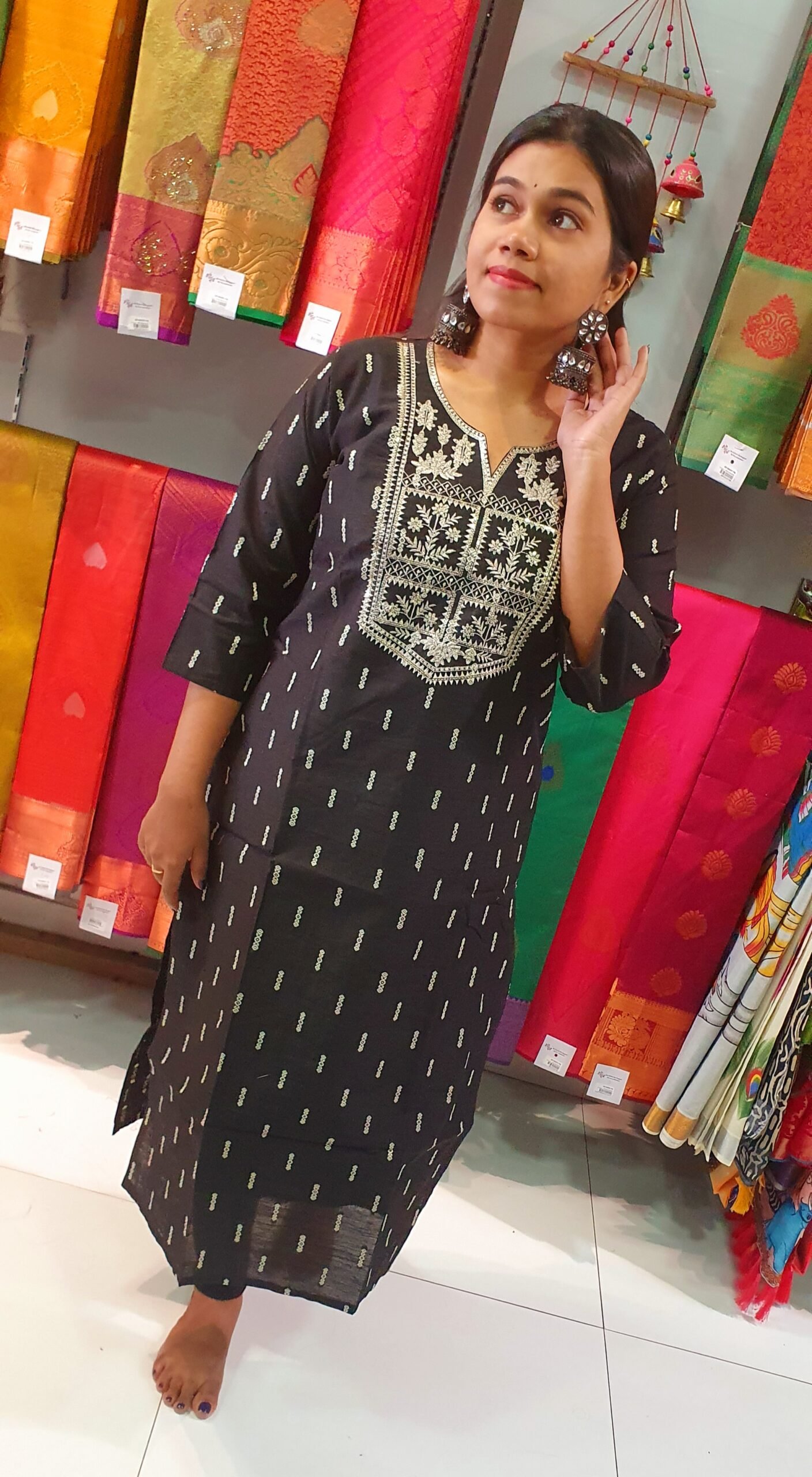 Black Embroidery Side Open Kurthi Black Embroidery Side Open Kurthi - Image 5