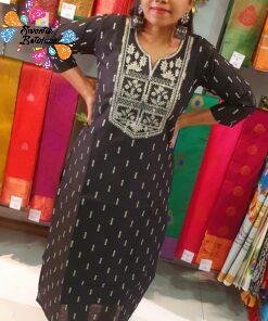 Black Embroidery Side Open Kurthi Black Embroidery Side Open Kurthi