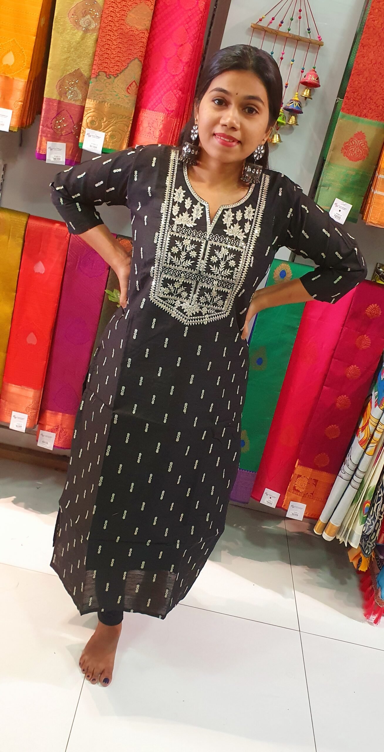 Black Embroidery Side Open Kurthi Black Embroidery Side Open Kurthi - Image 3