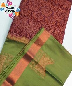 Apple Green and Maroon Soft Silk Saree
