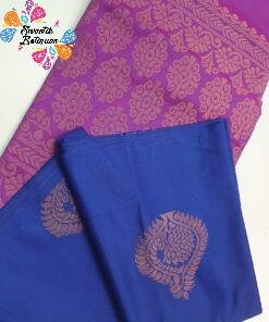 Navy Blue and Pink Soft Silk Saree