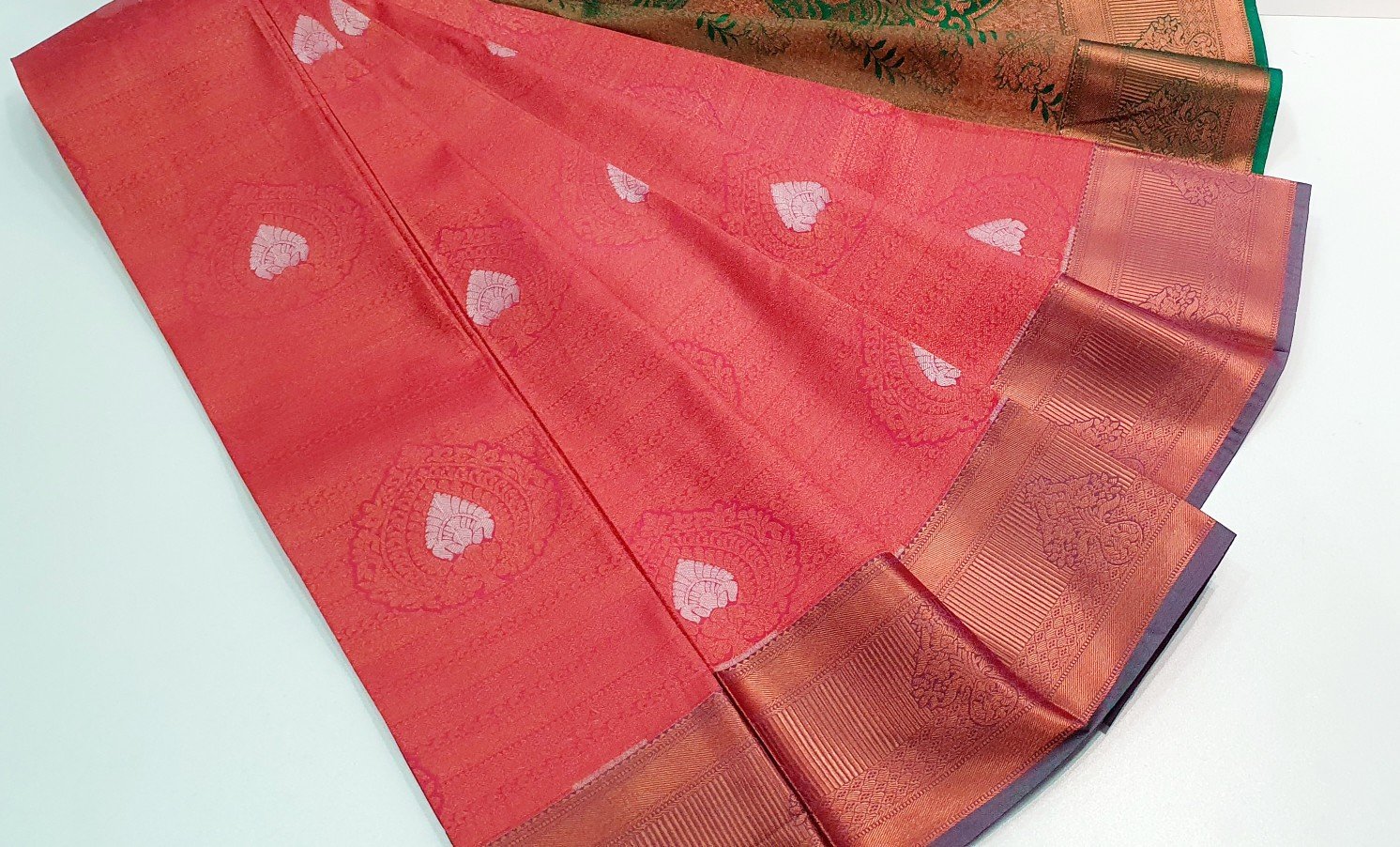 Pink and Dark Green Samudrika Wedding Silk Saree