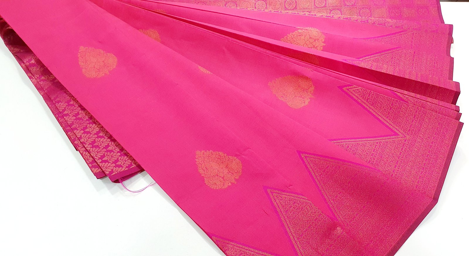 Magenta With Gold Silk Cotton Saree