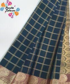 Dark Green and Gold Silk Cotton Saree