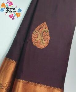 Dark Brown and Dark Green Semi Silk Saree Dark Brown and Dark Green Semi Silk Saree