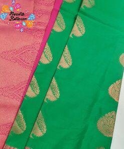 Green and Magenta Semi Silk Saree