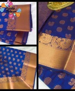 Royal Blue and Gold Silk Cotton Saree