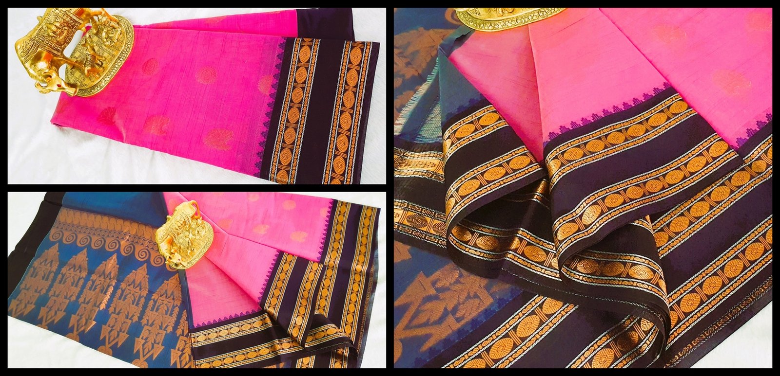 Dark Pink and Dark Purple Silk Cotton Saree