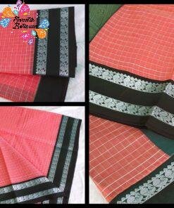 Light Pink and green Silver Silk Cotton Saree