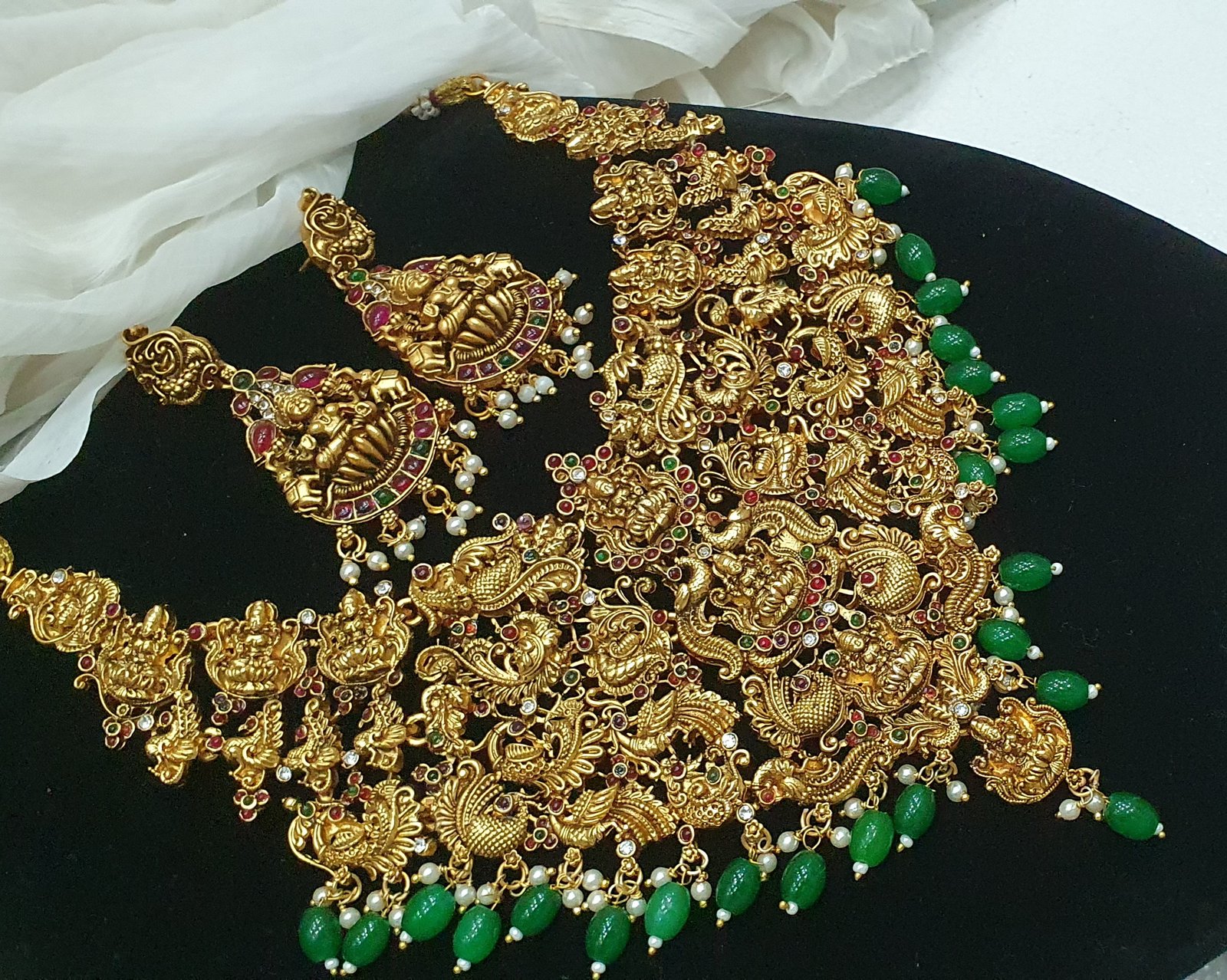 Lakshmi and Peacock Designer Matte Finished Necklace Lakshmi and Peacock Designer Matte Finished Necklace