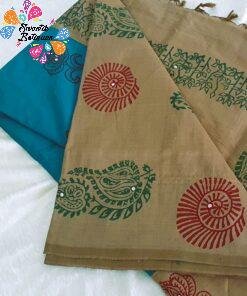 Sky Blue & Light Grey Shade Poly Cotton Casual Saree Sky Blue & Light Grey Shade Poly Cotton Casual Saree