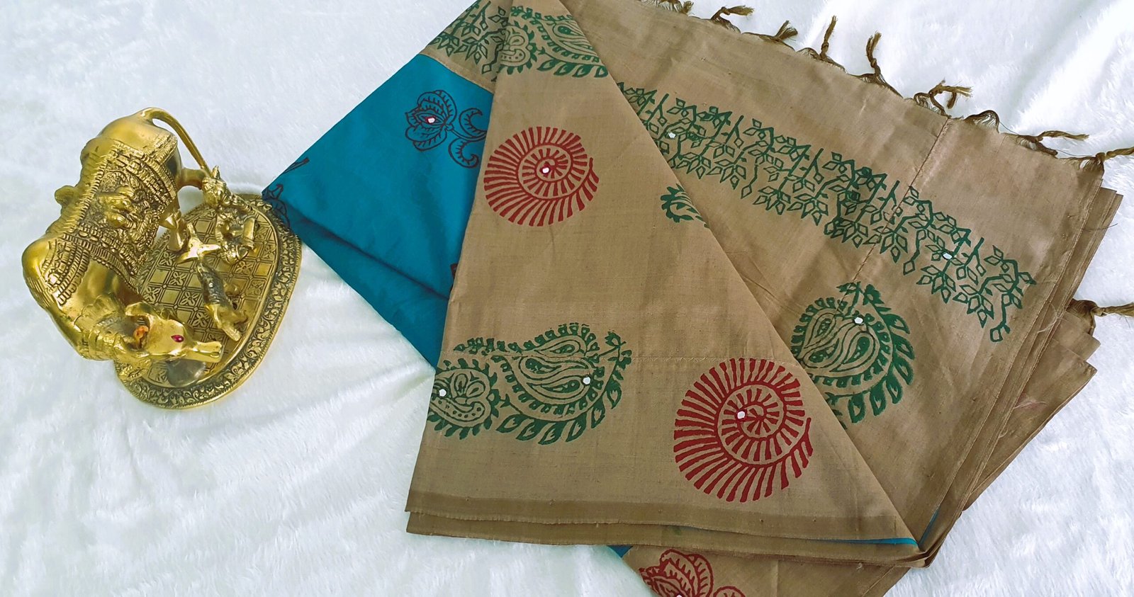 Sky Blue & Light Grey Shade Poly Cotton Casual Saree Sky Blue & Light Grey Shade Poly Cotton Casual Saree - Image 6