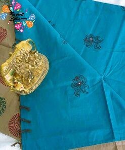 Sky Blue & Light Grey Shade Poly Cotton Casual Saree Sky Blue & Light Grey Shade Poly Cotton Casual Saree