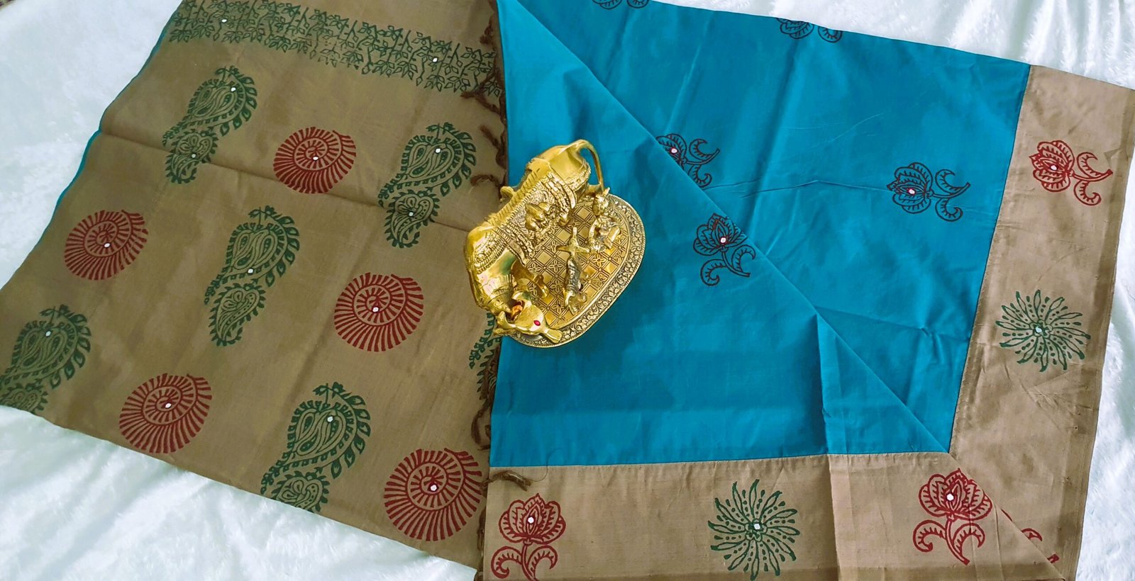 Sky Blue & Light Grey Shade Poly Cotton Casual Saree Sky Blue & Light Grey Shade Poly Cotton Casual Saree - Image 4