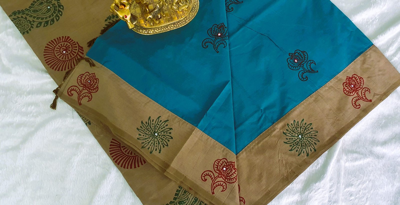 Sky Blue & Light Grey Shade Poly Cotton Casual Saree Sky Blue & Light Grey Shade Poly Cotton Casual Saree - Image 3