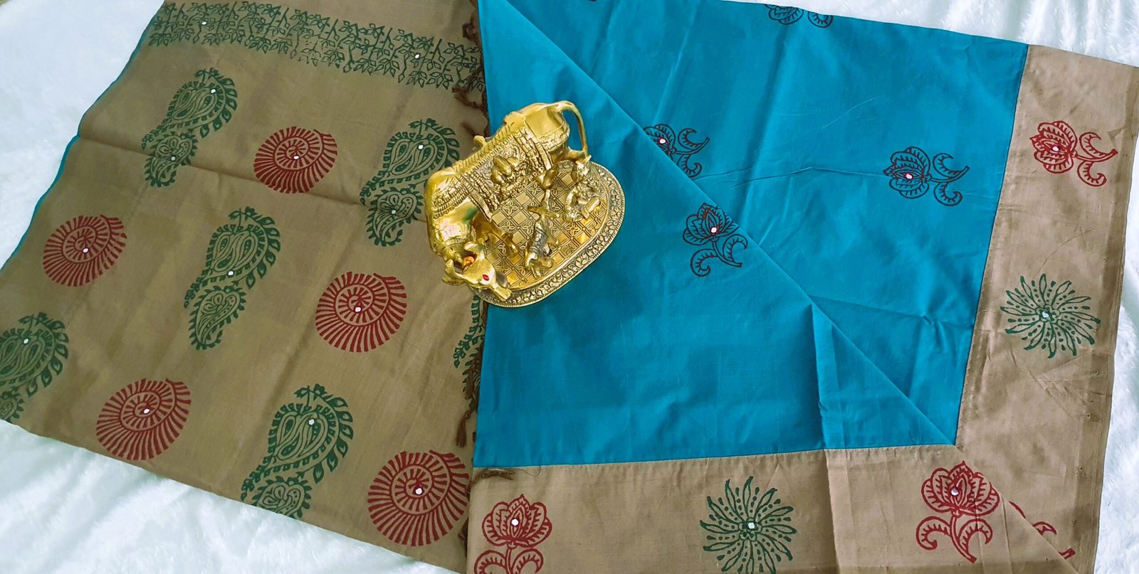 Sky Blue & Light Grey Shade Poly Cotton Casual Saree Sky Blue & Light Grey Shade Poly Cotton Casual Saree - Image 2