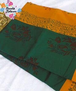 Green and Yellow Poly Cotton Casual Saree