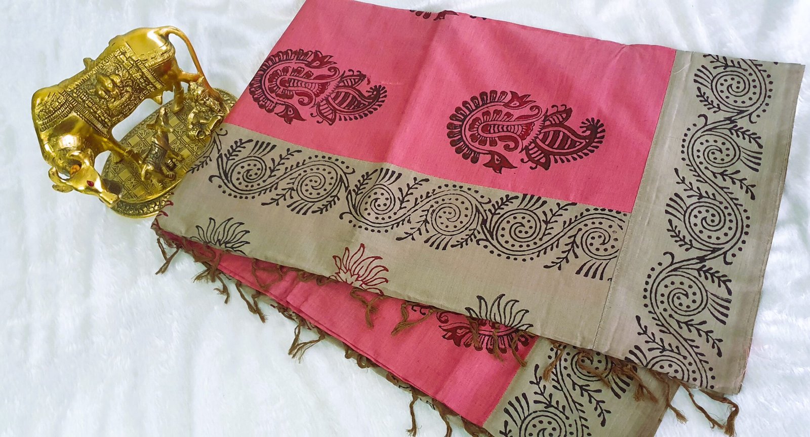 Light Pink and Butter Colour Shade Poly Cotton Casual Saree Light Pink and Butter Colour Shade Poly Cotton Casual Saree - Image 3