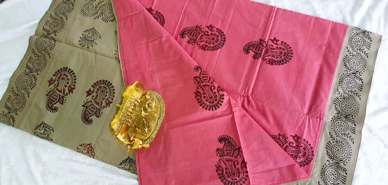 Light Pink and Butter Colour Shade Poly Cotton Casual Saree Light Pink and Butter Colour Shade Poly Cotton Casual Saree - Image 6
