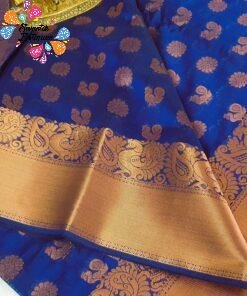Royal Blue and Gold Silk Cotton Saree