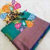Peacock Blue and Pink Semi Silk Saree Peacock Blue and Pink Semi Silk Saree
