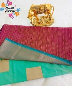 Peacock Green and Pink Semi Silk Saree Peacock Green and Pink Semi Silk Saree