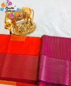 Orange and Pink Semi Silk Saree Orange and Pink Semi Silk Saree