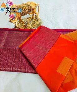 Orange and Pink Semi Silk Saree Orange and Pink Semi Silk Saree