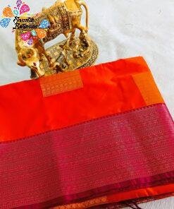 Orange and Pink Semi Silk Saree