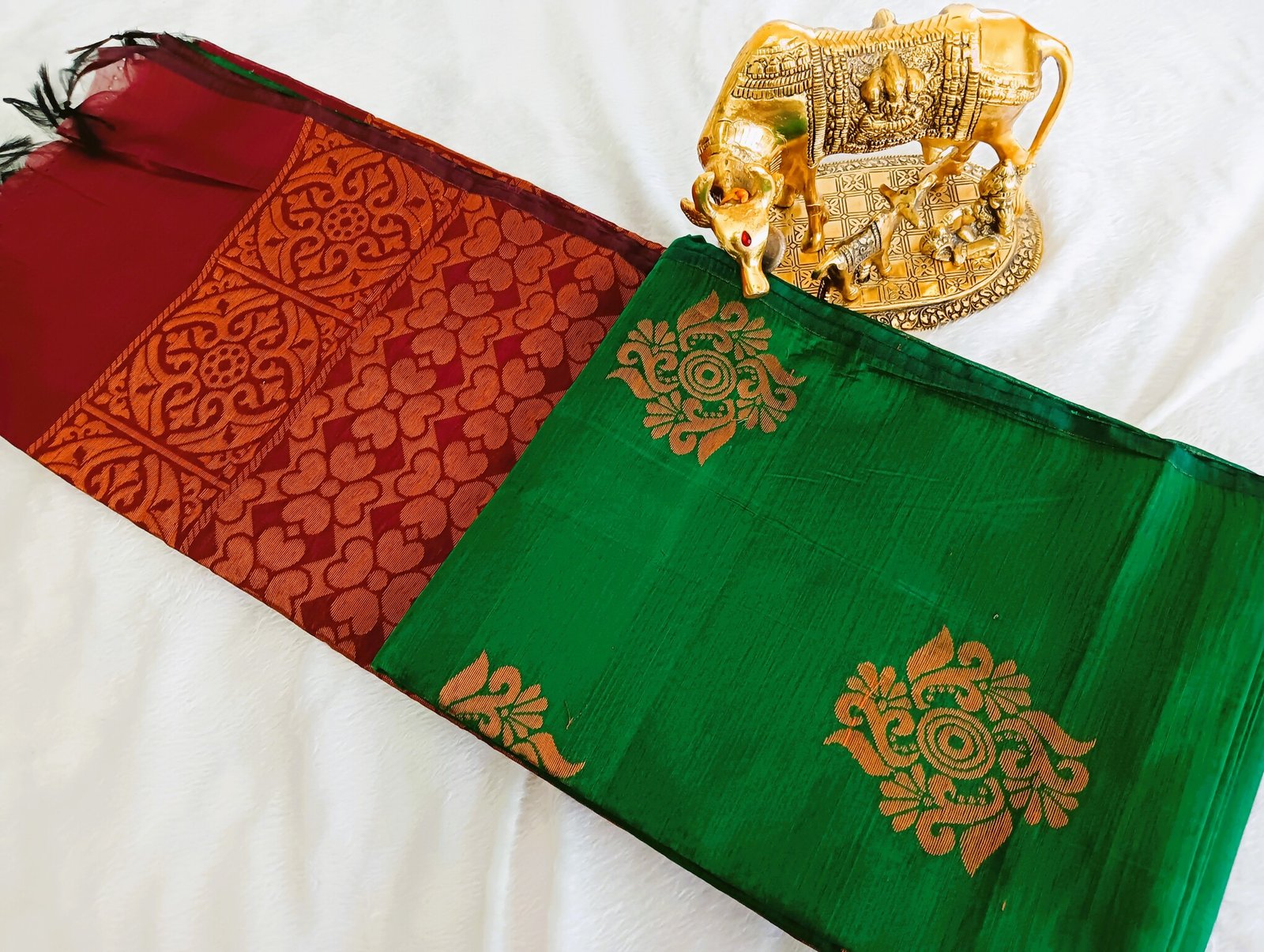 Parrot Green and Marroon Silk Cotton Saree Parrot Green and Marroon Silk Cotton Saree