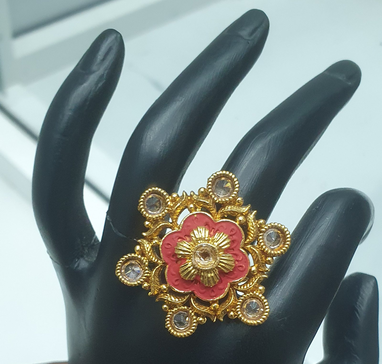 Red And Gold Matte Finished Ring Red And Gold Matte Finished Ring