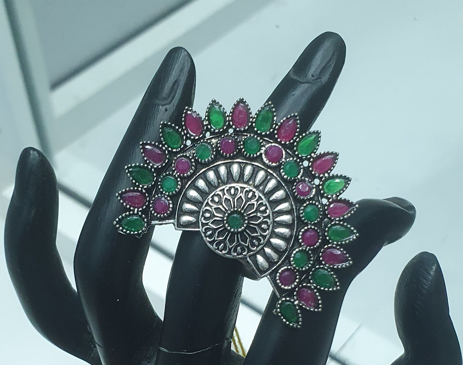 Oxidized Silver Dual Stone Ring Oxidized Silver Dual Stone Ring