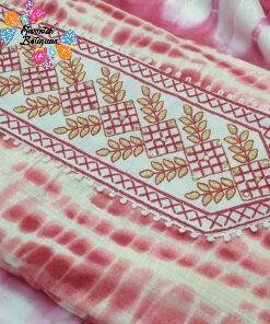 Pink and White Floral Designer Shalwar Material