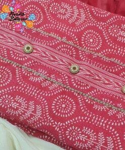 Flower Designer White and Pink Shalwar Material