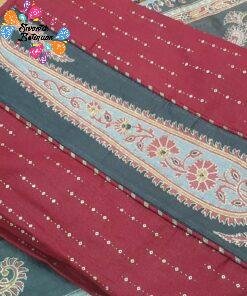 Leaf Designer Maroon and Gold Shalwar Material