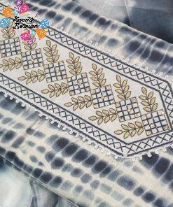 Gold Leaf Designer Grey and White Shalwar Material