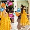 Yellow Heavy Rayon Frock Style Designer Kurthi
