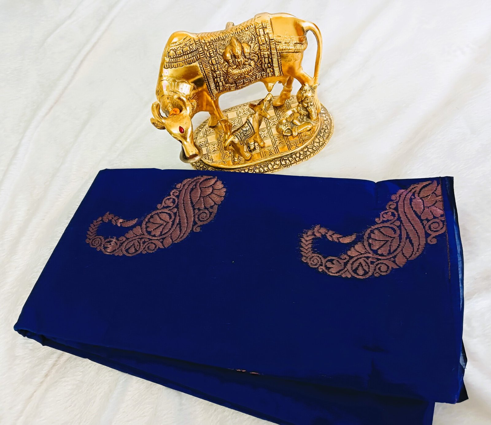 Mango Design Royal Blue Silk Cotton Saree