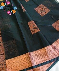 Square Design Black Silk Cotton Saree