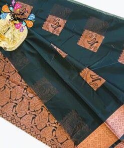 Square Design Black Silk Cotton Saree