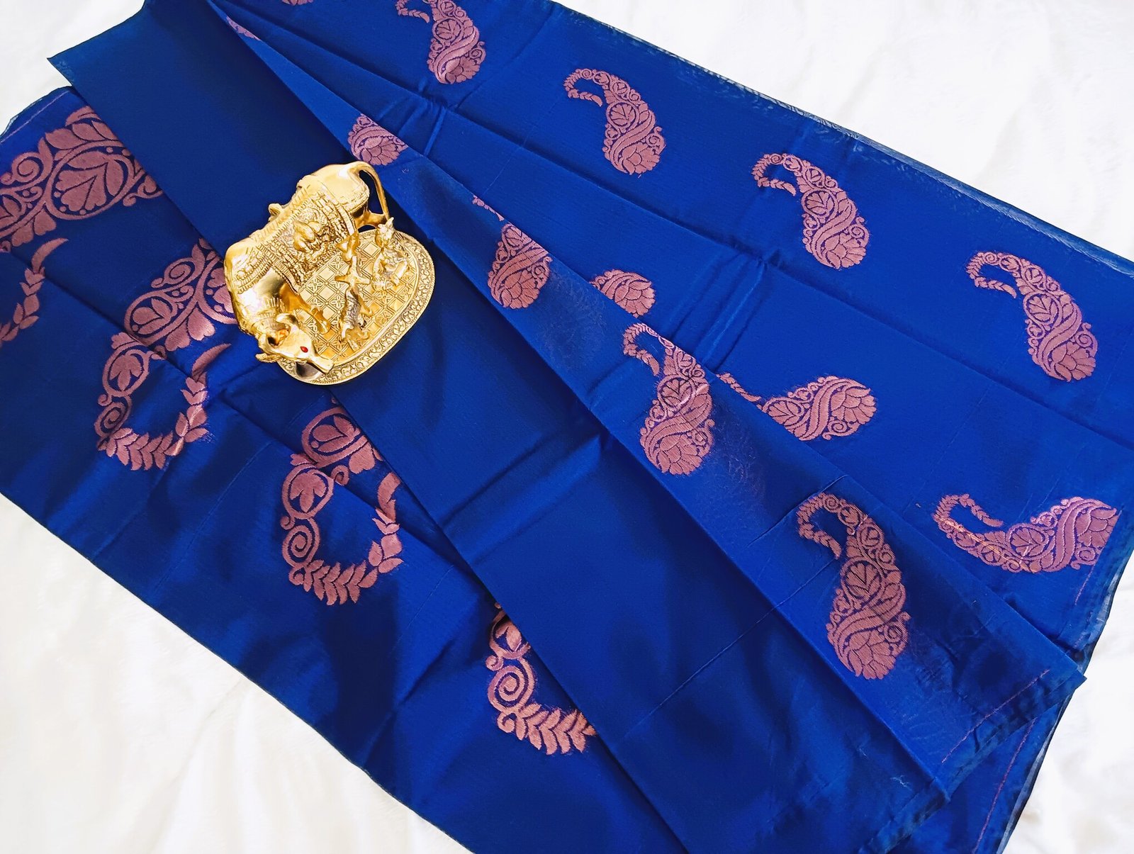 Mango Design Royal Blue Silk Cotton Saree - Image 4