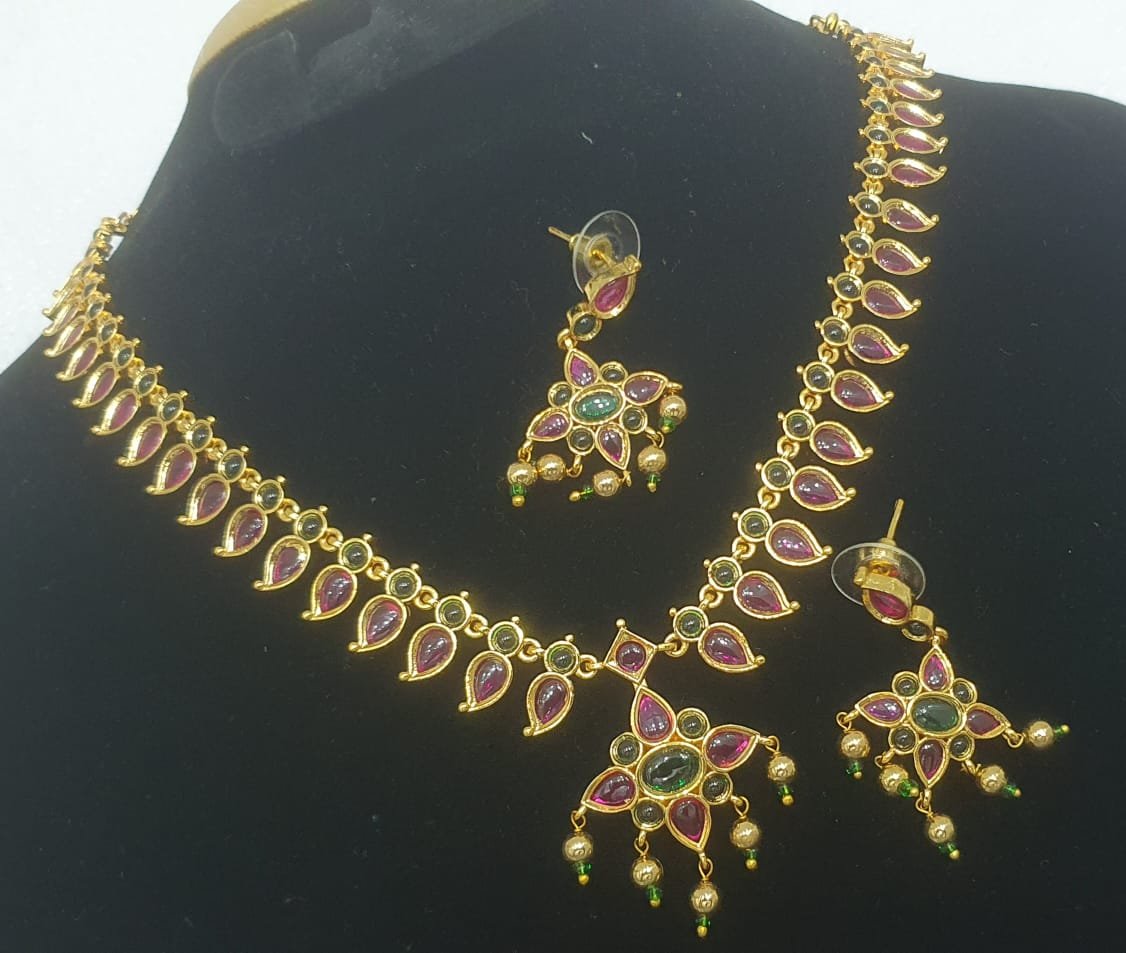 Flower Designer Pink & Green Micro Plated Jewelry Flower Designer Pink & Green Micro Plated Jewelry