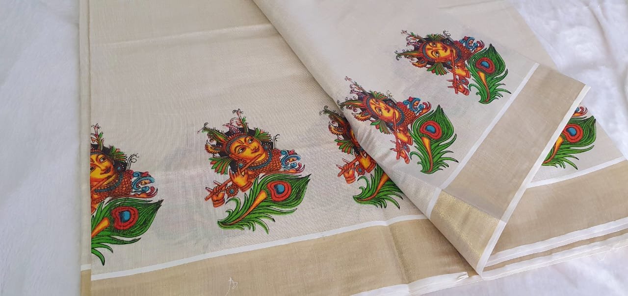 Krishna Designer Premium Tissue Silk Saree - Image 3