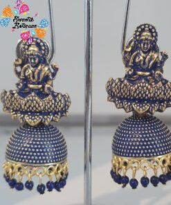 Lakshmi Designer Pink Oxidised Gold Jhumkas