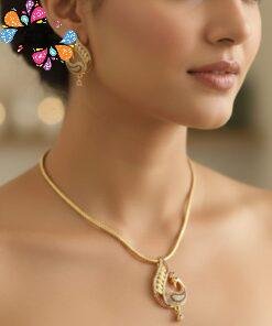 Multi Colour Peacock Designer Micro Plated Chain With Pendant Set Multi Colour Peacock Designer Micro Plated Chain With Pendant Set