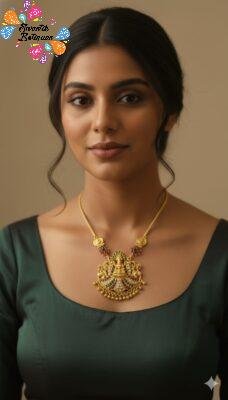 Multi Colour Lakshmi Designer Micro Plated Chain With Pendant Set