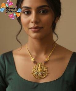 Multi Colour Lakshmi Designer Micro Plated Chain With Pendant Set